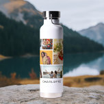 Bouteille D'eau Multiphoto Collage moderne Nom personnalisé<br><div class="desc">Multi Photo Collage Modern Personnalisé Nom Water Bottle propose un montage photo de neuf de vos photos préférées. Personnalisé avec votre nom dans un script noir moderne. Parfait pour l'anniversaire, Noël, Fête des Mères, Fête des pères, Grands-parents, frère, soeur, meilleur ami et plus. CONSEIL PHOTO : centrez vos photos avant...</div>