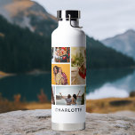 Bouteille D'eau Multiphoto Collage moderne Nom personnalisé<br><div class="desc">Multi Photo Collage Modern Personnalisé Nom Water Bottle propose un montage photo de neuf de vos photos préférées. Personnalisé avec votre nom dans un script noir moderne. Parfait pour l'anniversaire, Noël, Fête des Mères, Fête des pères, Grands-parents, frère, soeur, meilleur ami et plus. CONSEIL PHOTO : centrez vos photos avant...</div>