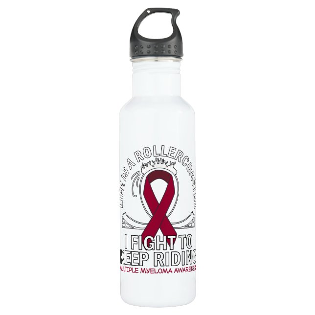 Bouteille D'eau Multiple Myeloma cancer awareness burgundy ribbon (Devant)