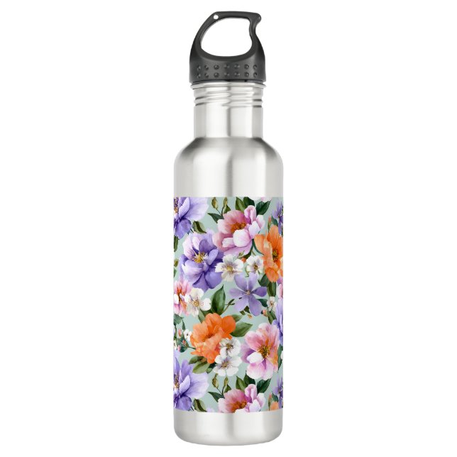 Bouteille D'eau Muted Colorful Flowers Boho flower  (Devant)
