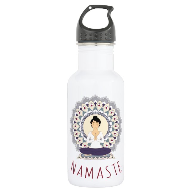Bouteille D'eau Namaste dans la pose de Lotus - femme d'Asana de (Devant)