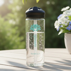 Bouteille D'eau Namaste Fleur de Lotus Sarcelle Moderne Nom Person