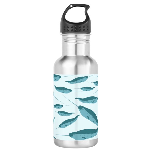 Bouteille D'eau Narval en motif d'océan bleu (Devant)