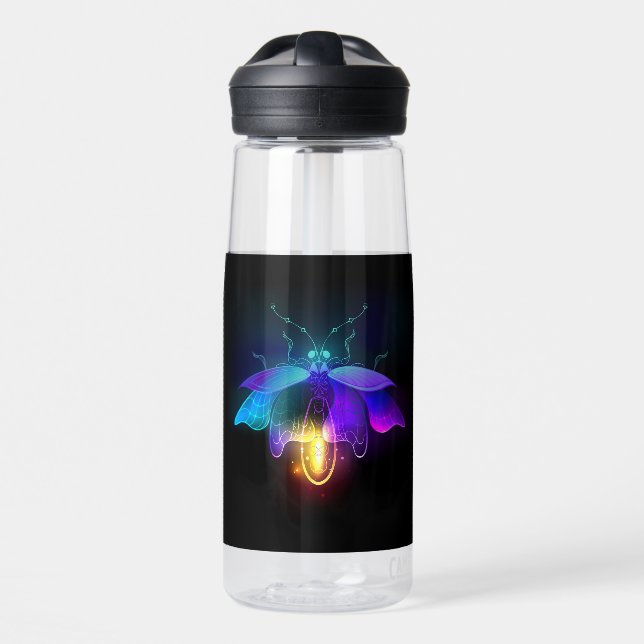 Bouteille D'eau Neon Firefly sur noir (Avant)