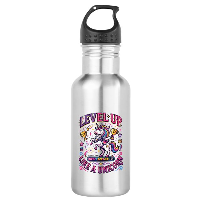 Bouteille D'eau Niveau de licorne monte comme une licorne commerci (Devant)