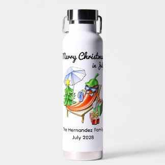 Bouteille D'eau Noël blanc en juillet Vacances d'été tropicales