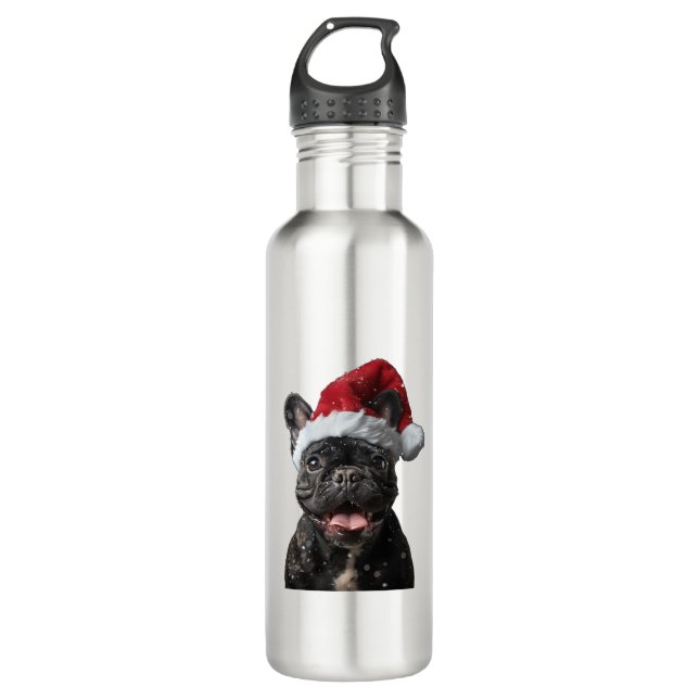 Bouteille D'eau Noël des Bulldog français (Devant)