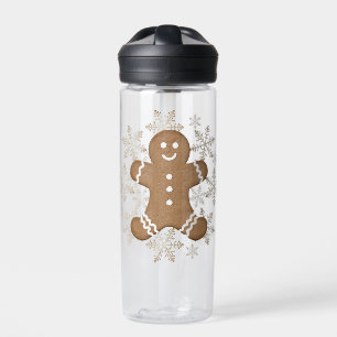Bouteille D'eau Noël Gingerbread Homme et Snowflakes