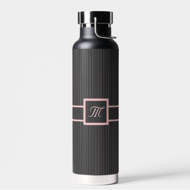 Bouteille D'eau Noir avec les rayures roses (Gauche)