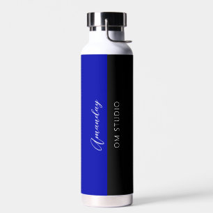Bouteille D'eau Noir Blanc Bleu Nom du logo Maquillage Artiste le