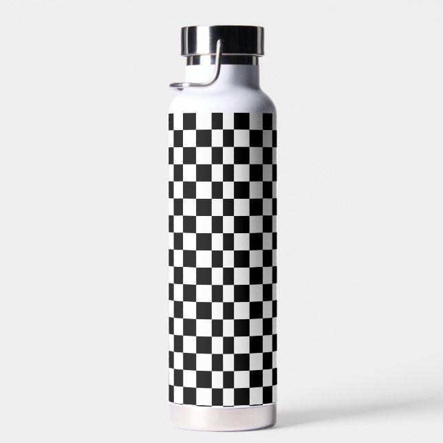 Bouteille D'eau noir et blanc - damier rétro (Plage)