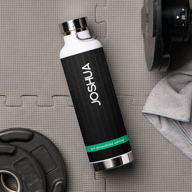 Bouteille D'eau Noir personnalisé Nom moderne Température (Salle de sport (pivotée))