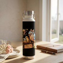 Bouteille d'eau noire Cadeau d'oiseau Maman est à