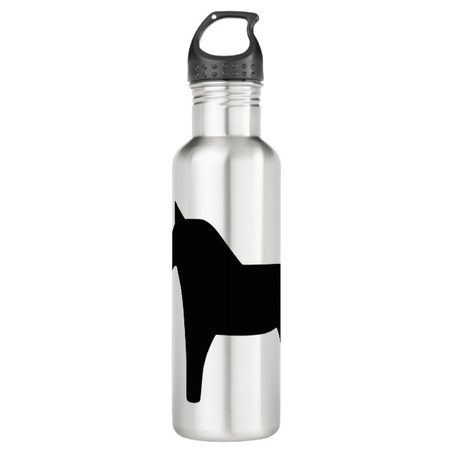 Bouteille d'eau noire Dala Horse (Devant)