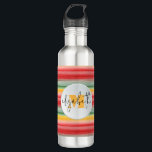 Bouteille D'eau Nom chic et monogramme sur bandes<br><div class="desc">Une bouteille d'eau élégante est dotée d'un motif à rayures d'aquarelle accentué par votre monogramme initial chic et votre prénom dans un script chic. Créez-vous pour vous-même ou offrez-en un cadeau.</div>