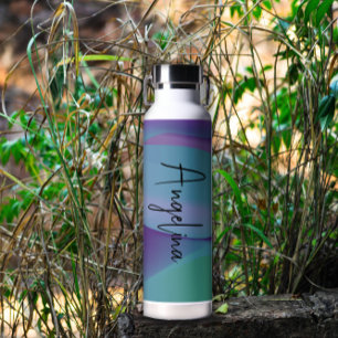 Bouteille D'eau Nom de dégradé violet turquoise