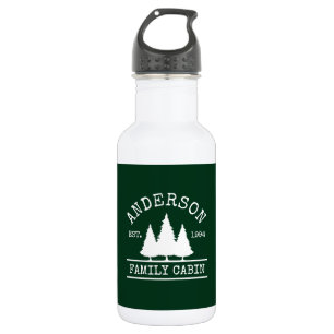 Bouteille D'eau Nom de famille Cabin Vert forêt Blanc
