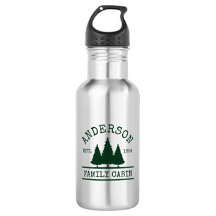 Bouteille D'eau Nom de famille Cabine Forêt vert réutilisable