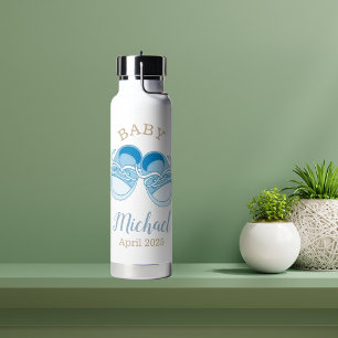Bouteille D'eau Nom de la chaussure de bébé bleu personnalisé