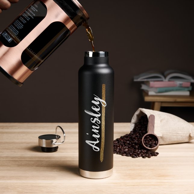 Bouteille D'eau Nom de la main de brosse d'or Script personnalisé (Gym)