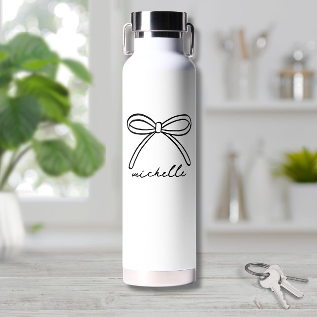 Bouteille D'eau Nom de la patte dessinée minimaliste (Minimalist Hand Drawn Bow Name Water Bottle)