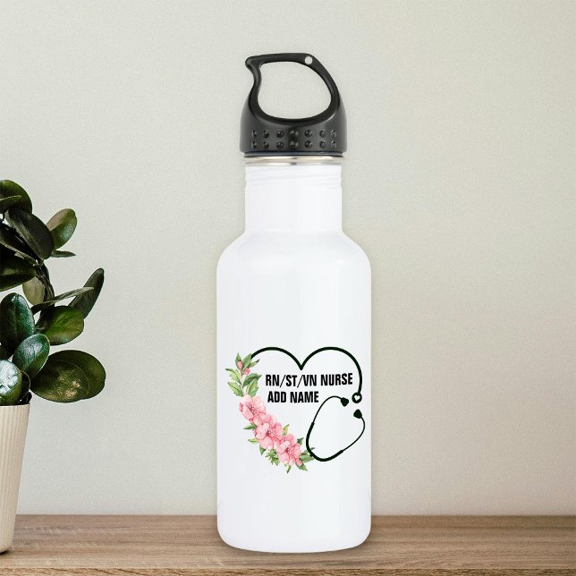 Bouteille D'eau Nom de l'infirmière étudiante-inscrite-ancienne (Créateur téléchargé)