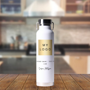 Bouteille D'eau Nom de signature du logo d'entreprise noir blanc