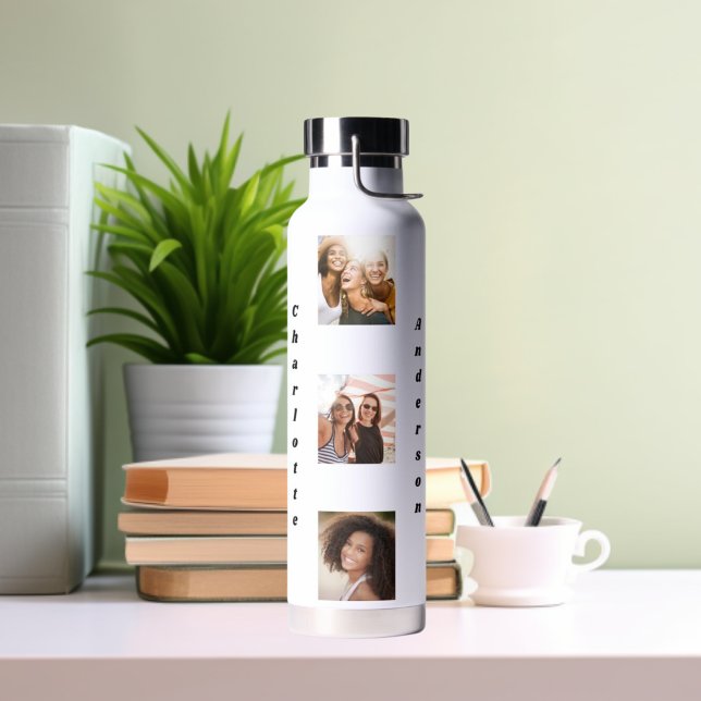 Bouteille D'eau Nom des amis du collage photo (Créateur téléchargé)
