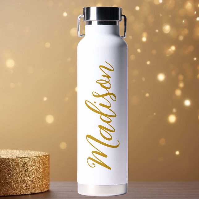 Bouteille D'eau Nom des filles Gold tendance Script manuscrit pers (Créateur téléchargé)