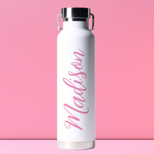 Bouteille D'eau Nom des filles roses tendance Script manuscrit per