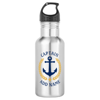 Bouteille D'eau Nom du bateau capitaine Ancre Gold Style Laurel St