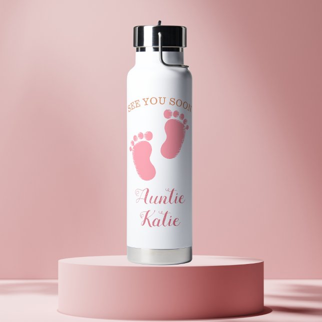 Bouteille D'eau Nom Du Bébé Rose Personnalisé Voir Bientôt (Créateur téléchargé)