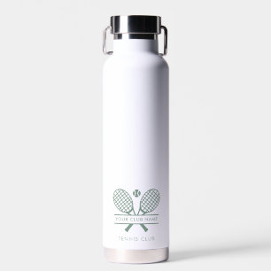 Bouteille D'eau Nom du club de tennis sur gazon Motif de raquettes