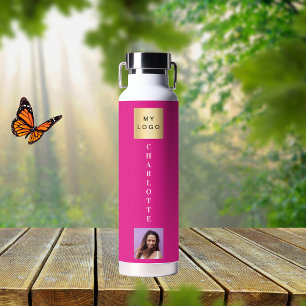 Bouteille D'eau Nom du logo de l'entreprise photo rose chaud