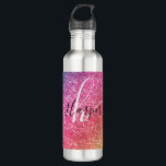Bouteille D'eau Nom du monogramme de la Parties scintillant arc-en<br><div class="desc">Ajoutez une touche de couleur à votre bouteille d'eau avec parties scintillant arc-en-ciel avec monogramme et nom de script. Personnalisez avec votre nom, monogramme, initial ou texte. Vous pouvez modifier la couleur du texte et le style de police à l'aide de l'option customiser. Veuillez noter que la parties scintillant est...</div>