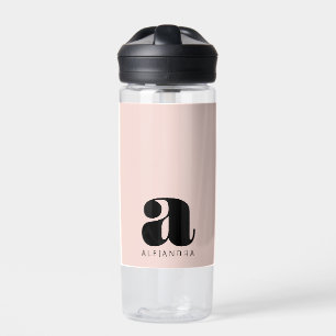 Bouteille D'eau Nom du monogramme rose gras moderne