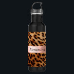 Bouteille D'eau Nom du ruban rose du Rose animal léopard<br><div class="desc">Chic Leopard Poster de animal joli ruban rose rose nom ou devis personnalisé</div>