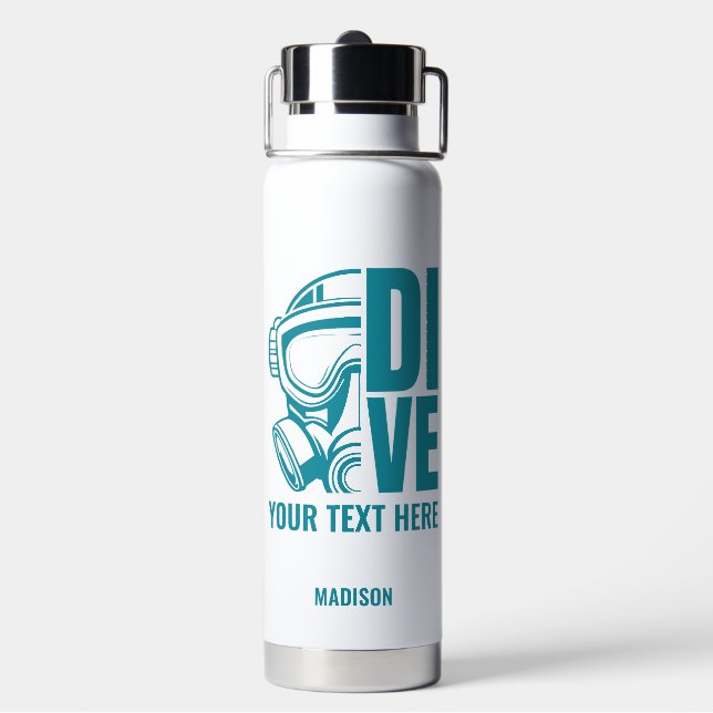 Bouteille D'eau Nom et emplacement personnalisés Plongée sous-mari (Arrière)