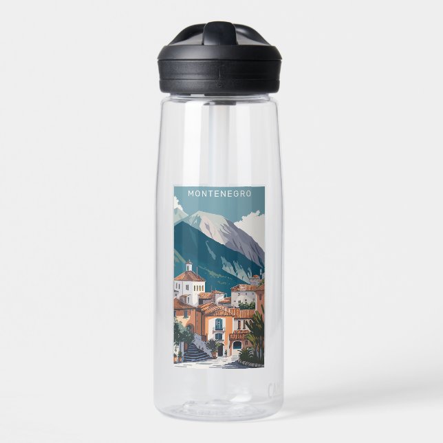 Bouteille D'eau Nom et texte personnalisés Monténégro (Avant)