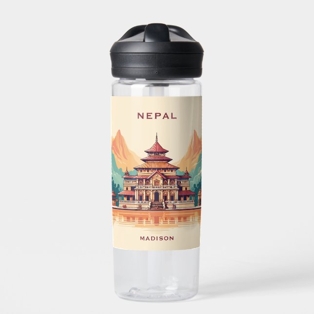 Bouteille D'eau Nom et texte personnalisés Népal (Extérieur)
