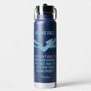 Bouteille D'eau Nom et texte personnalisés Plongée sous-marine