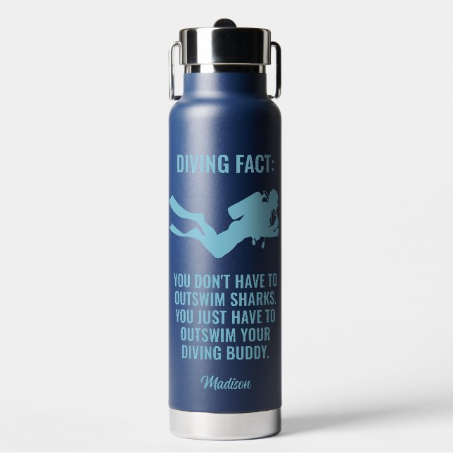 Bouteille D'eau Nom et texte personnalisés Plongée sous-marine (Salle de sport)