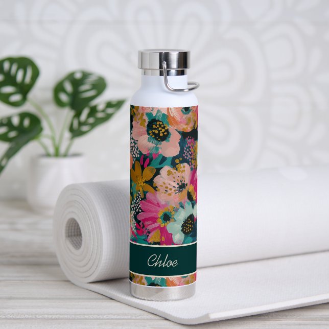 Bouteille D'eau Nom floral (Yoga (pivoté))