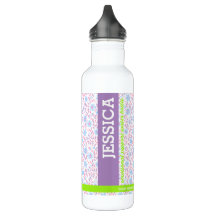 Nom floral pourpre personnalisé et monogramme