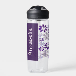 Bouteille D'eau Nom frais Modèle de doodure à fleurs violettes