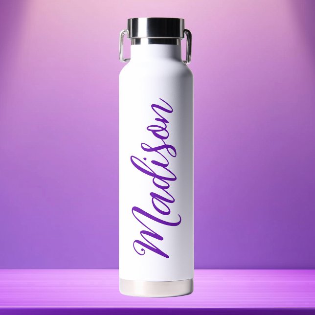 Bouteille D'eau Nom mauve tendance Script manuscrit personnalisé (Créateur téléchargé)
