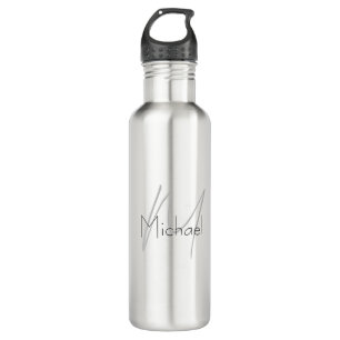 Bouteille D'eau Nom moderne minimaliste monogramme