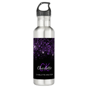 Bouteille D'eau Nom monogramme de la parties scintillant violet no