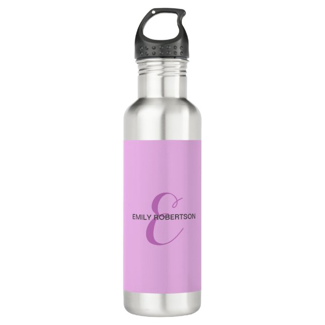Bouteille D'eau Nom Monogramme Lettre initiale Orchid & Lilac (Devant)