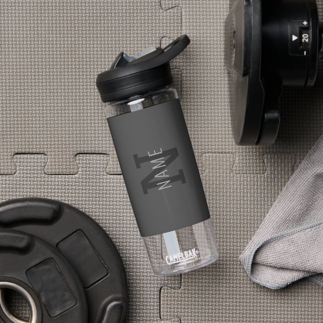 Bouteille D'eau Nom monographique moderne gris foncé (ou autre tex (Droite)